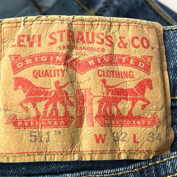 Levis 511 Jeans Mens 32 X 34 Blue Stretch Denim Slim Straight Leg - Picture 4 of 10